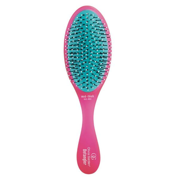 Olivia Garden  - Pink/Green Detangler Med Thick Brush