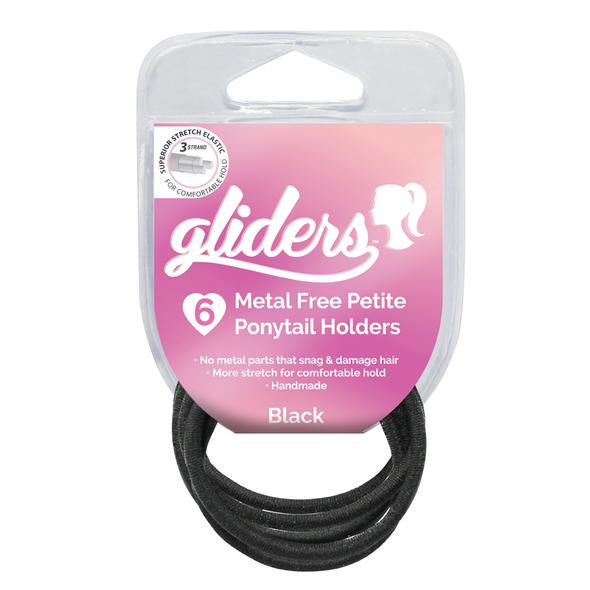 Gliders - Metal Free Hair Ties 6pc / Black