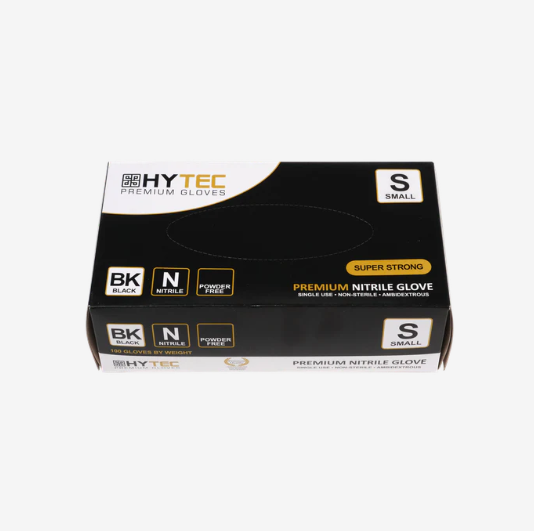 Hytec Black Nitrile Powder Free Disposable Gloves SMALL - 100 pack