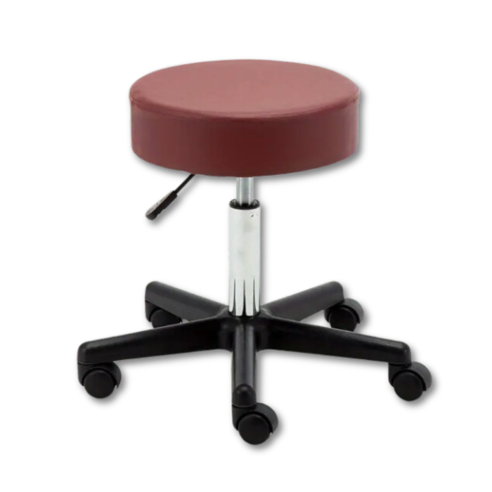 Round Adjustable Stool - Burgundy/Black Base