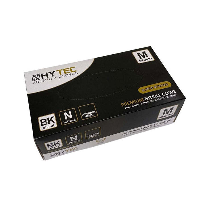 Hytec Black Nitrile Powder Free Disposable Gloves MEDIUM – 100 Pack